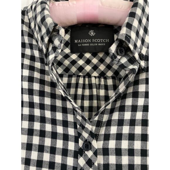 Maison Scotch Black & White Gingham Plaid Button Front Dress - Picture 6 of 12